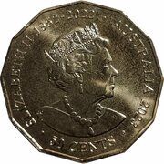 50 Cents In the name of Elizabeth II; 6th Portrait - Sydney Opera House; 50th Anniversary obverse image