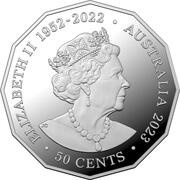 50 Cents In the name of Elizabeth II; 6th Portrait - 50th Anniversary Sydney Opera House; Silver Proof obverse image