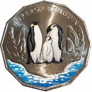 50 cents In the name of Elizabeth II; 6th Portrait - Emperor Penguin, Australia, 2023 reverse image