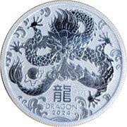 50 Cents In the name of Elizabeth II; 6th Portrait - Year of the Dragon - Silver Bullion reverse image