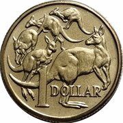 1 Dollar - Elizabeth II 2nd Portrait - Mob of Roos, Australia, 1984 reverse image