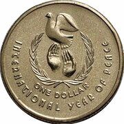 1 Dollar - Elizabeth II 3rd Portrait - International Year of Peace, Australia, 1986 reverse image