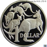 1 Dollar - Elizabeth II 3rd Portrait - Mob of Roos - Masterpieces in Silver, Australia, 1990-1991 reverse image
