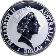 1 Dollar - Elizabeth II 3rd Portrait - Australian Kookaburra obverse image
