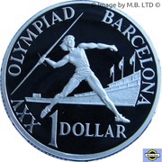 1 Dollar - Elizabeth II 3rd Portrait - Barcelona Olympics - Silver Proof, Australia, 1992 reverse image