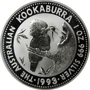 1 Dollar - Elizabeth II 3rd Portrait - Australian Kookaburra, Australia, 1992-1993 reverse image