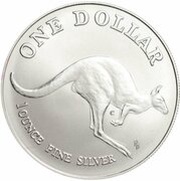 1 Dollar - Elizabeth II 3rd Portrait - Silver Kangaroo; Coin Master Pattern, Australia, 1993 reverse image
