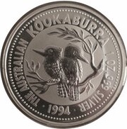 1 Dollar - Elizabeth II 3rd Portrait - Australian Kookaburra, Australia, 1993-1994 reverse image