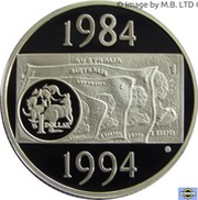 1 Dollar - Elizabeth II 3rd Portrait - Dollar Decade - Silver Proof, Australia, 1994 reverse image