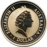 1 Dollar - Elizabeth II 3rd Portrait - Australian Kookaburra obverse image
