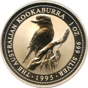 1 Dollar - Elizabeth II 3rd Portrait - Australian Kookaburra, Australia, 1994-1995 reverse image