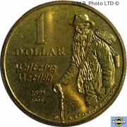 1 Dollar - Elizabeth II 3rd Portrait - Banjo Paterson, Australia, 1995 reverse image