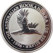 1 Dollar - Elizabeth II 3rd Portrait - Kookaburra - Silver, Australia, 1995-1996 reverse image
