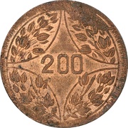 200 Cash Copper, China, 1926 reverse image