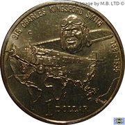 1 Dollar - Elizabeth II 3rd Portrait - Sir Charles Kingsford Smith - Small Head, Australia, 1997 reverse image