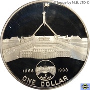 1 Dollar - Elizabeth II 4th Portrait - Australia's New Parliament House, Australia, 1998 reverse image