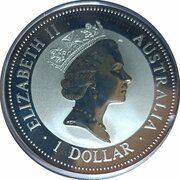 1 Dollar - Elizabeth II 3rd Portrait - Australian Kookaburra obverse image