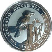 1 Dollar - Elizabeth II 3rd Portrait - Australian Kookaburra, Australia, 1998 reverse image