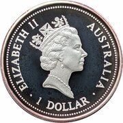 1 Dollar - Elizabeth II 3rd Portrait - Australian Kookaburra obverse image