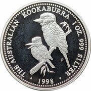 1 Dollar - Elizabeth II 3rd Portrait - Australian Kookaburra, Australia, 1998 reverse image