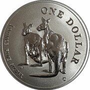 1 Dollar - Elizabeth II 4th Portrait - Silver Kangaroo, Australia, 1999 reverse image