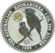 1 Dollar - Elizabeth II 4th Portrait - Australian Kookaburra - Gold Sovereign Privy, Australia, 1999 reverse image