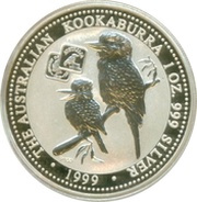 1 Dollar - Elizabeth II 4th Portrait - Australian Kookaburra - Square Penny Privy, Australia, 1999 reverse image