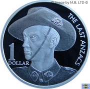 1 Dollar - Elizabeth II 4th Portrait - The Last Anzacs - Silver Proof, Australia, 1999 reverse image