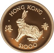 1000 Dollars - Elizabeth II Rabbit, China, 1987 reverse image