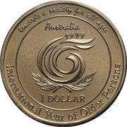 1 Dollar - Elizabeth II 4th Portrait - Year of Older Persons, Australia, 1999 reverse image