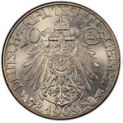 10 Cents / 1 Jiao - Wilhelm II, China, 1909 reverse image