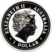 1 Dollar - Elizabeth II 4th Portrait - Year of the Rabbit - Silver Bullion Coin obverse image