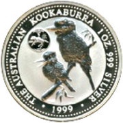 1 Dollar - Elizabeth II 4th Portrait - Australian Kookaburra - Delaware Privy, Australia, 1999 reverse image
