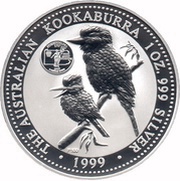 1 Dollar - Elizabeth II 4th Portrait - Australian Kookaburra - Pennsylvania Privy, Australia, 1999 reverse image
