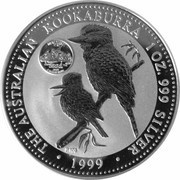 1 Dollar - Elizabeth II 4th Portrait - Australian Kookaburra - New Jersey Privy, Australia, 1999 reverse image