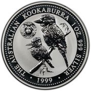 1 Dollar - Elizabeth II 4th Portrait - Australian Kookaburra - Georgia Privy, Australia, 1999 reverse image