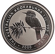1 Dollar - Elizabeth II 4th Portrait - Australian Kookaburra, Australia, 2000 reverse image