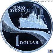 1 Dollar - Elizabeth II 4th Portrait - HMAS Sydney II - Silver Proof, Australia, 2000 reverse image