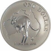 1 Dollar - Elizabeth II 4th Portrait - Silver Kangaroo, Australia, 2000 reverse image