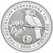 1 Dollar - Elizabeth II 4th Portrait - Australian Kookaburra - Massachusetts Privy, Australia, 2000 reverse image
