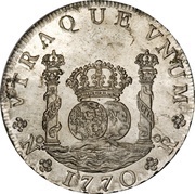 8 Reales - Carlos III, Colombia, 1760-1770 reverse image