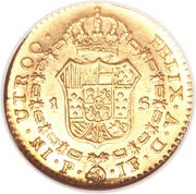 1 Escudo - Fernando VII portrait of Carlos IV reverse image