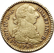 2 Escudos - Carlos IV portrait of Carlos III obverse image