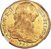 4 Escudos - Carlos IV portrait of Carlos III obverse image