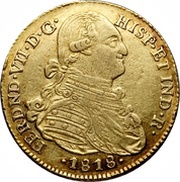 4 Escudos - Fernando VII portrait of Carlos IV obverse image