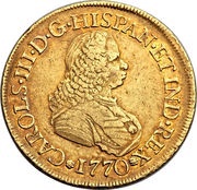 8 Escudos - Carlos III portrait of Fernando VI obverse image