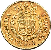 8 Escudos - Carlos III portrait of Fernando VI reverse image