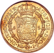 8 Escudos - Fernando VII portrait of Carlos IV, Colombia, 1808-1820 reverse image