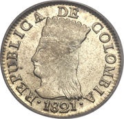 2 Reales, Colombia, 1820-1823 reverse image