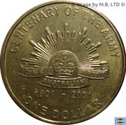 1 Dollar - Elizabeth II 4th Portrait - Army Anniversary, Australia, 2001 reverse image